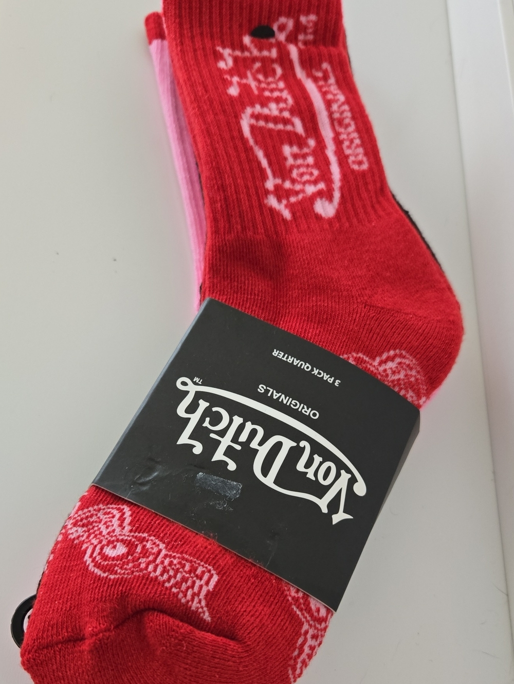 Von Dutch  Womens Colorful Casual Socks -  Red .Pink,  3 Pairs Nwt